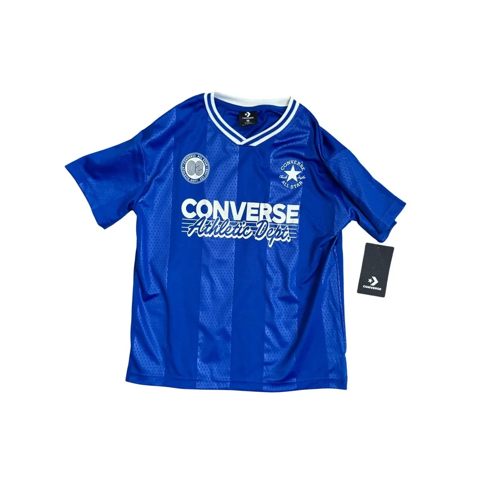 Converse Boys Athletic Dept V-Neck Jersey Blue White Logo Size M 9-10Y NEW